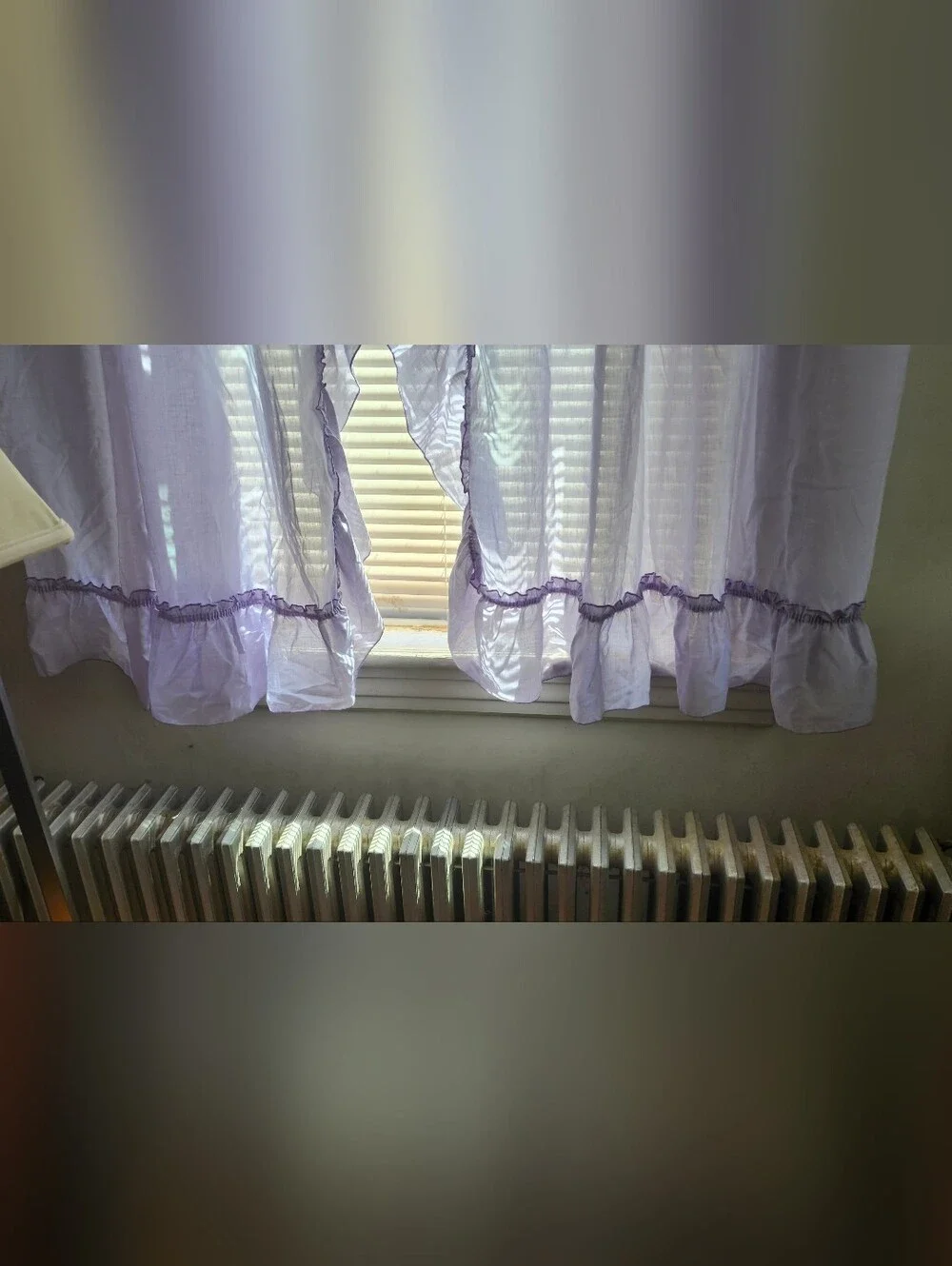 Lavender Ruffled Sheer Window Curtain Panel - Unbranded